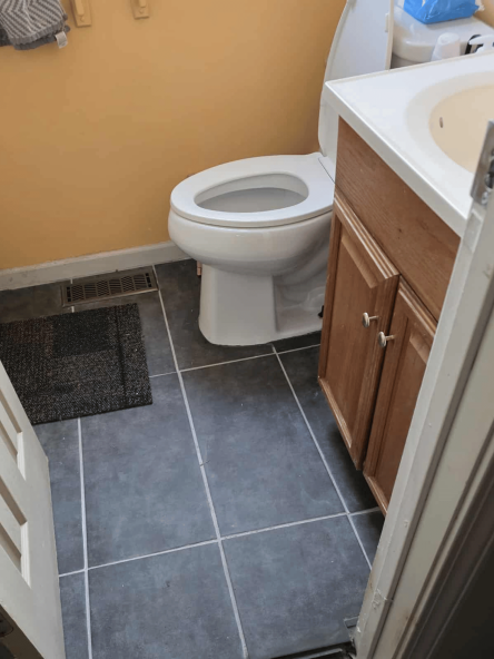 After placing tile down in bathroom